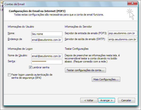 Configurar E-mails POP3 no Outlook - Base de Conhecimento